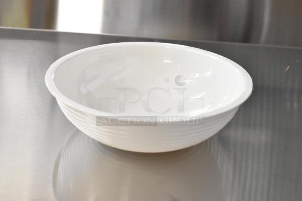 White poly bowl, new condition, minor scratches, part of auction set with Steelite coffee spoons and ITI plates.