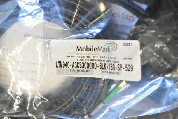 Mobile Mark LTM940 antennas in packaging, model A3CB3C0000-BLK-180-SP-529. New condition, labeled for LTE, Wi-Fi frequencies.