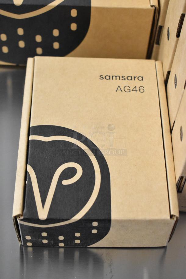 New Samsara AG46 box, part of a lot including a multiband antenna and 5 HW-AG46 asset gateways. Minor box wear visible.