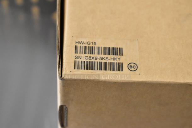 Box with label showing "HW-IG15" and serial number "G8X9-5KS-HKY" on Samsara asset item.