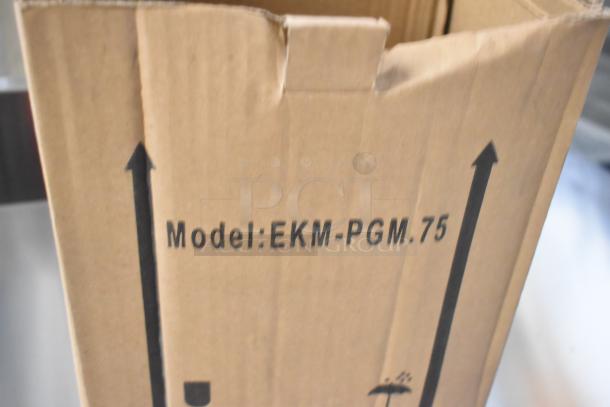 Brand new EKM EKM-PGM.75 pulse output gas meter in original box with minor box damage, model clearly marked.