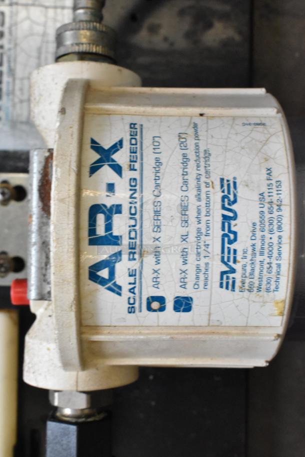 Everpure Kleensteam water filtration system, AR-X scale reducing feeder, visible wear, clear label details.