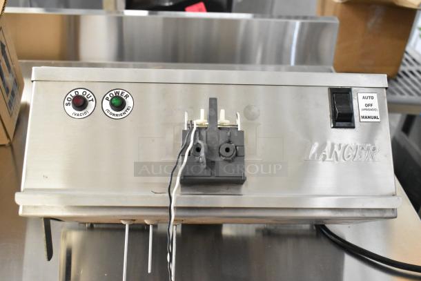 Lancer LFS Stainless Steel Fryer, 115V, 1 Phase, control panel with power indicators and manual switches, used condition.