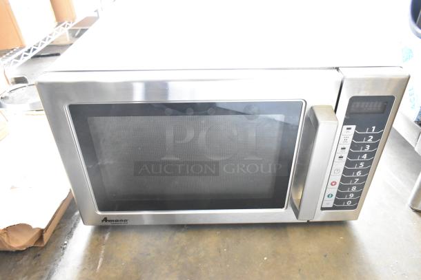 IN ORIGINAL BOX! 2016 Amana RCS10TS Stainless Steel Commercial Microwave Oven, 120V, 1 Phase, excellent condition.