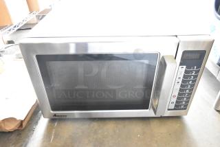 IN ORIGINAL BOX! 2016 Amana RCS10TS Stainless Steel Commercial Microwave Oven, 120V, 1 Phase, excellent condition.