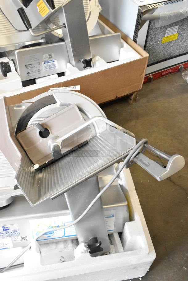 Bizerba SE 12 D US commercial meat slicer, metal construction, 120V, 1 phase, excellent condition, visible model label.