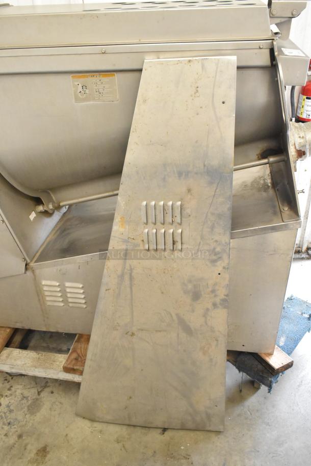 Hobart MG2032 metal commercial meat mixer, floor style, 208/240 volts, 3 phase, visible wear, with ventilation panel.