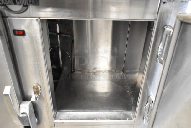 Universal Coolers SC42 stainless steel undercounter cooler, 2 doors, 115V, 1 Phase, interior view, good condition.