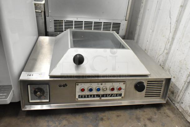 Multivac A300/22 metal commercial countertop vacuum sealer with control panel, 220 volts, 1 phase, used condition.