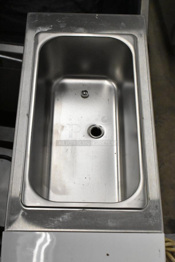 Stainless steel Vevor BQL-9200ST countertop soft serve machine, showing scratch marks, 110V, 1 phase.