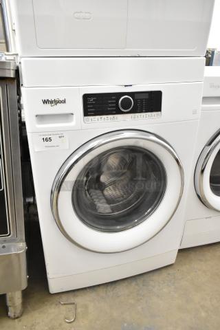 Whirlpool WFW5090JW front load dryer, 120V, 1 phase, metal finish. Features control panel with multiple settings.