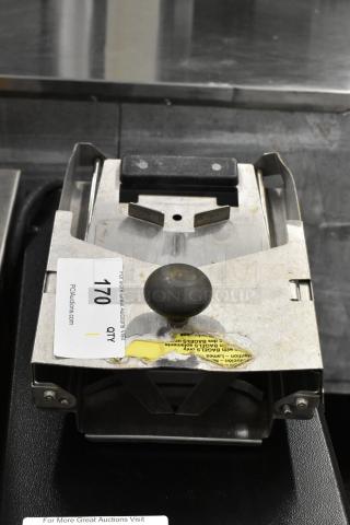 Prince Castle Stainless Steel Bagel Saber with black handle, auction tag 170. Durable design for precise bagel slicing.