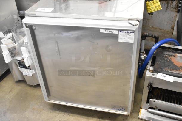 Silver King SKR27 stainless steel undercounter cooler on casters, 115V, 1 Phase. Features visible wear. Energy Star label.