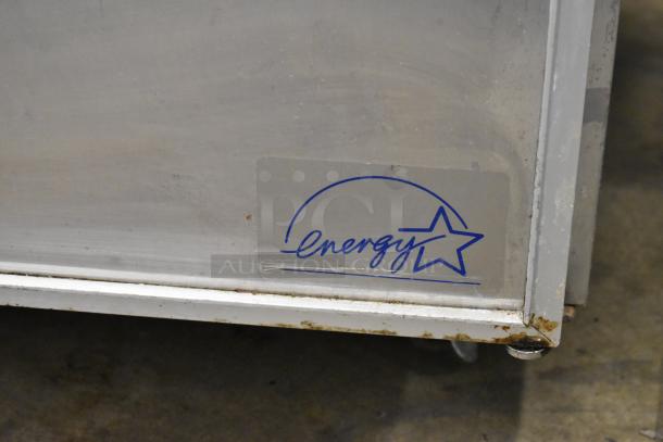Silver King SKR27 stainless steel undercounter cooler, Energy Star label, commercial casters, 115V, 1-phase, visible wear.