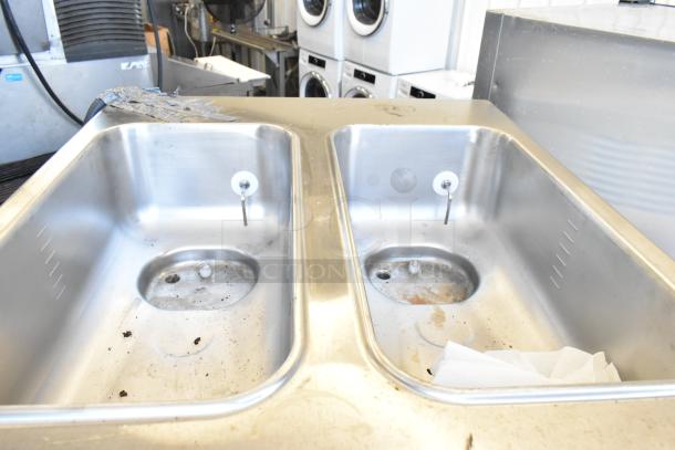 Taylor 342D-27 stainless steel commercial frozen beverage machine, dual basin, on casters, some signs of use.