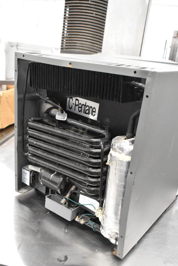 Indel B Iceberg 20 PV Metal Mini Cooler Merchandiser, 115 volts, 1 phase, exposed wiring and labeled C-Pentane for refrigerant use.