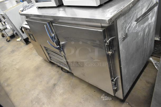 Leader stainless steel 2-door undercounter cooler, commercial grade, 115 volts, 1 phase, minor surface wear.