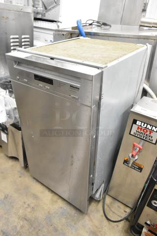 Miele G4700SCi stainless steel undercounter dishwasher, 120 volts, 1 phase, visible wear, lever and button controls.