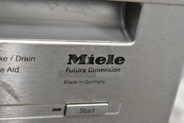 Miele G4700SCi undercounter dishwasher, stainless steel finish, "Futura Dimension" label, 120V, made in Germany.