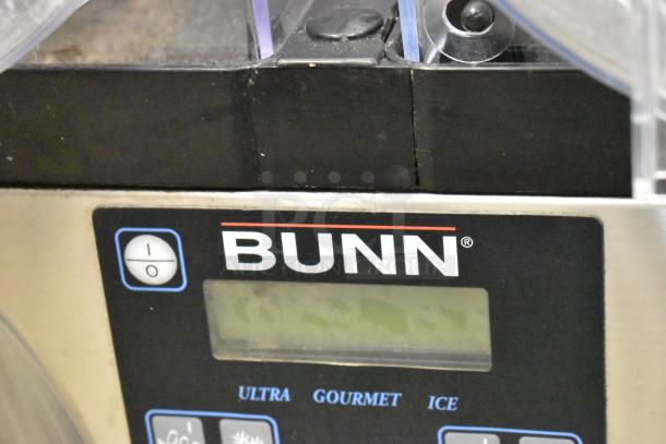 Bunn Stainless Steel 2 Hopper Slushie Machine, no lids, visible hopper damage, 115V, 1 Phase.