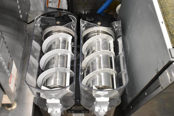 Bunn stainless steel commercial 2 hopper slushie machine, no lids, visible hopper damage, 115 volts, 1 phase.