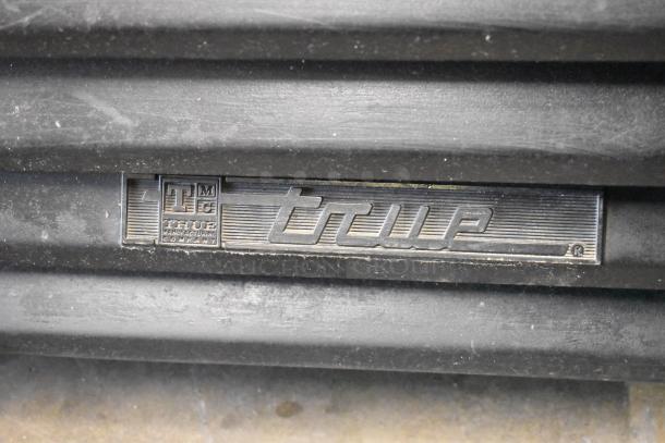 True GDM-72 metal commercial cooler label, showing brand logo. Ideal for a 3-door reach-in merchandiser, 115 volts, 1 phase.