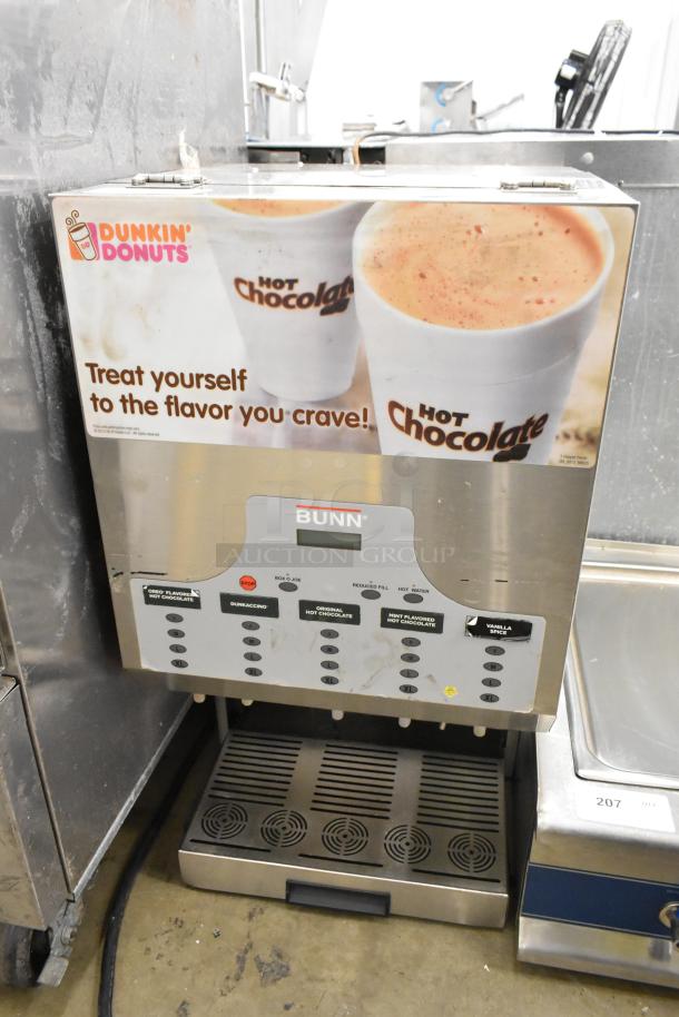Bunn IMIX-5 stainless steel commercial cappuccino machine, 120/208-240 Volts, 1 Phase, Dunkin' Donuts branding.