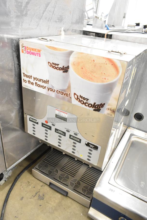 Bunn IMIX-5 stainless steel commercial cappuccino machine, 120/208-240V, 1 phase. Features Dunkin' Donuts branding.