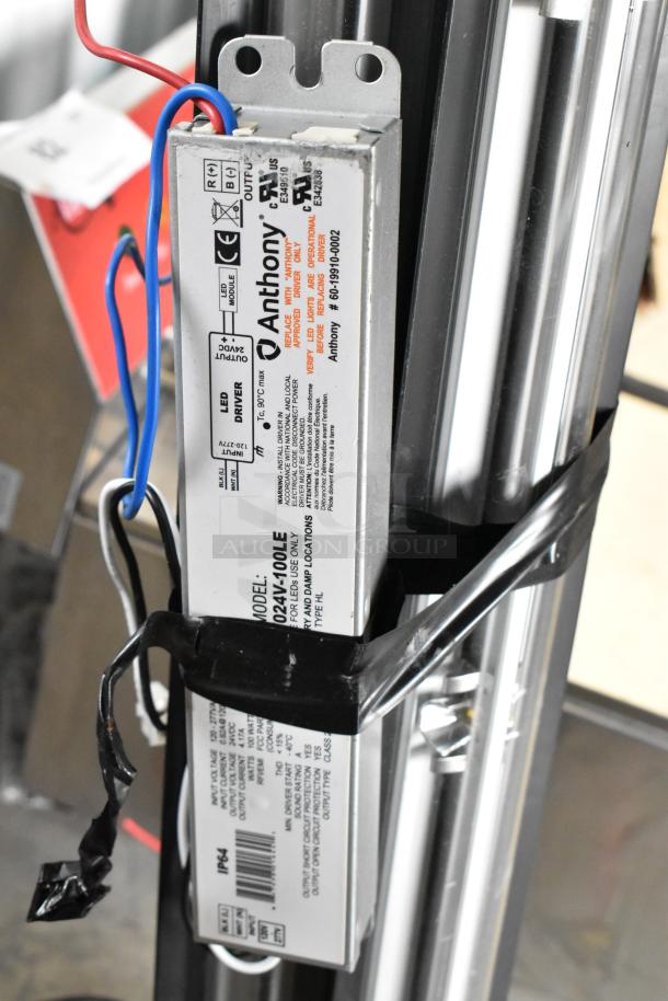 Bundle of 45 tube lights with Anthony LED driver, model 6024V-100LE. Good condition, wired for use, includes labels.