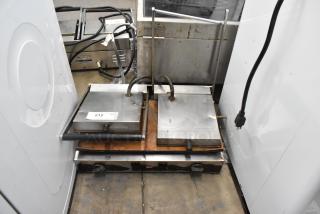 Cecilware stainless steel commercial countertop double Panini press, 208 volts, 1 phase, visible wear, label number 212.