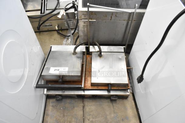 Cecilware stainless steel double panini press, commercial countertop model, 208V, 1 phase, visible rust marks, item tag 212.