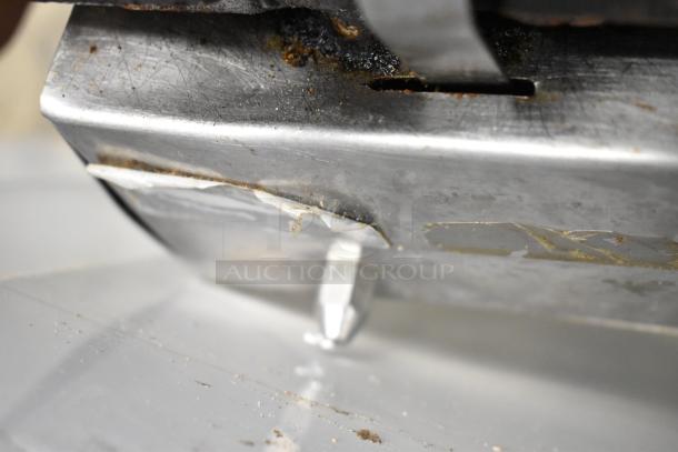Cecilware stainless steel commercial double panini press, 208V, 1 phase, visible wear and rust, features metal knob.