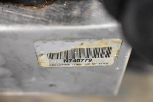 Cecilware stainless steel double panini press with visible barcode label N740779, used condition, 208V, 1 phase.