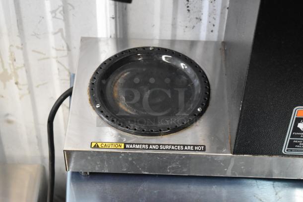 Bunn VPR stainless steel coffee machine burner, caution label visible, used condition, 120V, 1 phase, commercial grade.