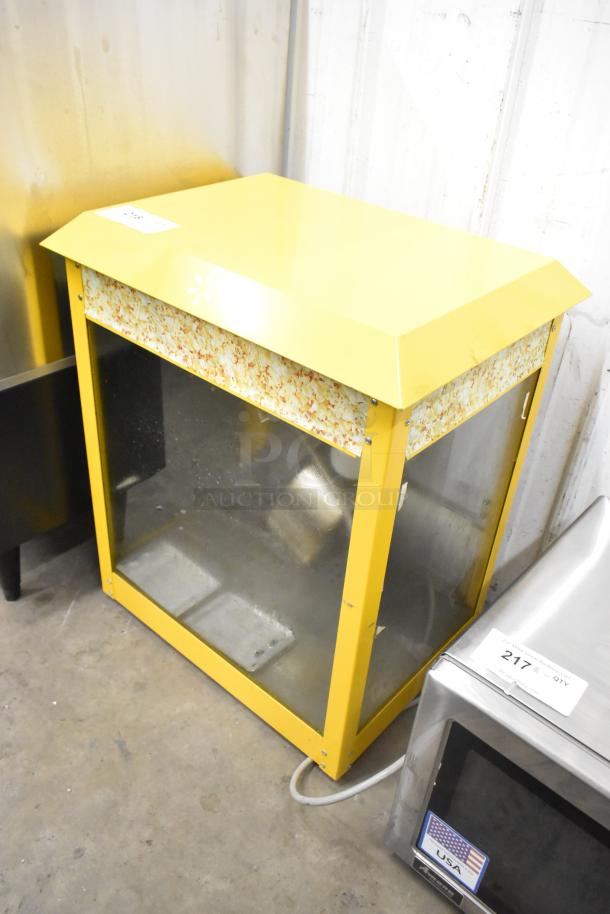 2019 OY-828 metal countertop popcorn machine, yellow, with clear panels. 110 volts, 1 phase. Good condition.