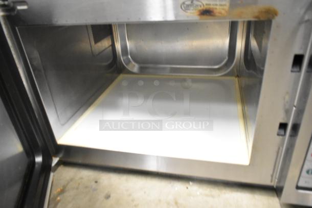 2022 Amana RCS10TS stainless steel commercial countertop microwave oven interior, model RCS10TS, 120 volts, 1 phase.