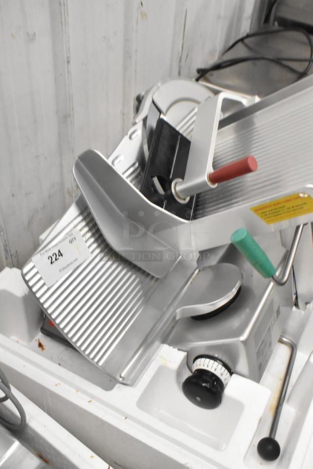 2016 Bizerba GSP HD meat slicer, commercial countertop model. Features include metal body, 120V, 1 phase. Appears in good condition.
