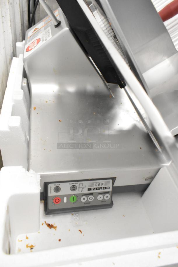 2016 Bizerba GSP HD commercial meat slicer, stainless steel, 120V, 1 Phase, control panel visible, slight wear.