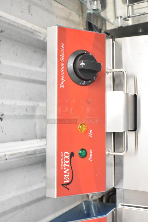 Avantco 177F102 stainless steel electric fryer control panel with temperature dial and power indicators. Brand new condition.