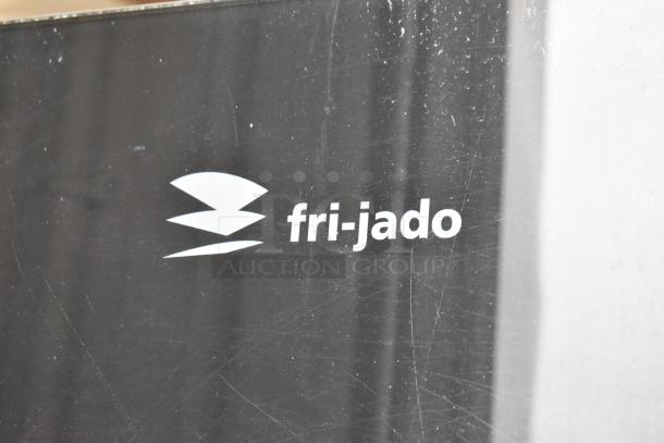 Fri-jado TDR7-P stainless steel commercial electric rotisserie oven with logo; on casters; for 208V, 3-phase use.