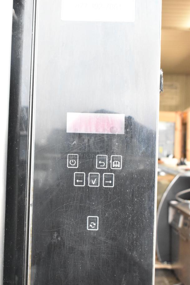 Fri-jado TDR7-P stainless steel rotisserie oven control panel with buttons. Electric, 208V, 3 Phase, on casters.