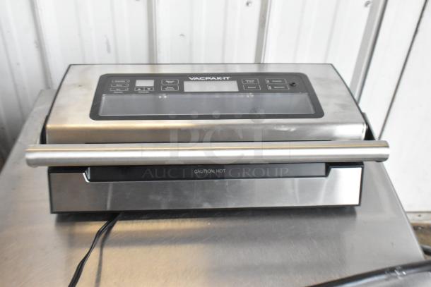 Vacpak-it 186VSM12PRO external vacuum sealer, 12" seal bar, cutter, roll holder, 120V, 1 phase, "Caution Hot" label.