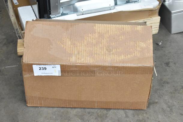 Cardboard box containing Vacpak-it 186VSM12PRO External Vacuum Sealer with 12" seal bar, shown in closed condition.