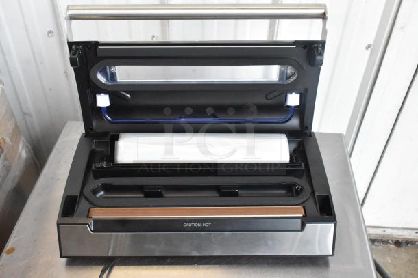 Vacpak-it 186VSM12PRO vacuum sealer with 12" seal bar, cutter, and roll holder, 120V, 1 phase, new condition.