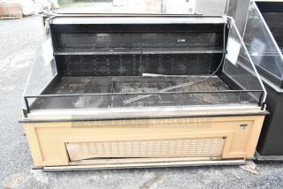 Killion PFW-74-43-48-V-N-MOBILE metal merchandiser, used condition, glass sides, open front, 208/230V, 1 phase.