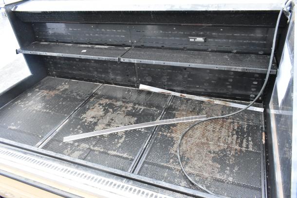 Killion PFW-74-43-48-V-N-MOBILE metal merchandiser. Open shelves, visible wear, power cord included. 208/230V, 1 Phase.