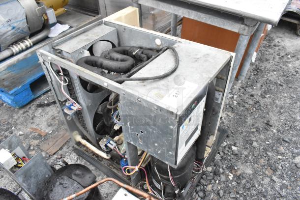 2016 Scotsman C0522SA-1D stainless steel commercial ice head, 115 volts, 1 phase. Visible wiring and components. Used condition.