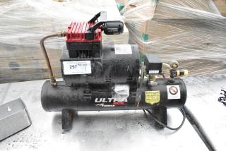 Thomas T-35HD M Ultra Air Pac Air Compressor, 115V, 1 Phase. Used condition with visible wear. Labels confirm model and electrical specs.
