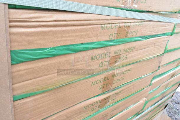 Boxes containing 44 new, scratch and dent items, including 2 Quantum Storage 2460P wire shelves per box, with model markings.