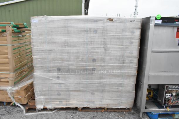 30 boxes of 4 Quantum Storage 2448BK black wire shelves, scratch and dent condition, wrapped on pallet.